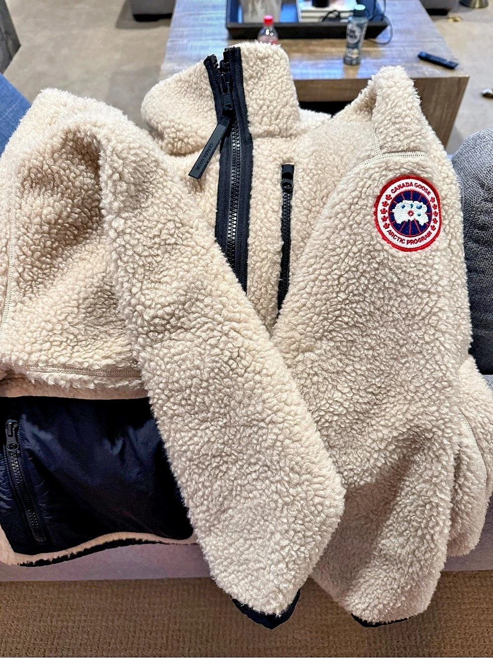 Canada Goose Simcoe Fleece Full Zip Jacket Cream & Black Jacket Size Small